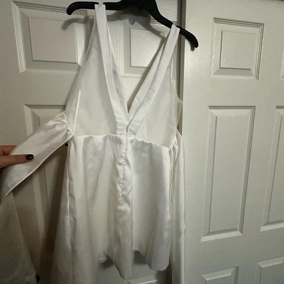 white dress with ruffle straps Matilde White Ruffle Detail Maxi Dress
